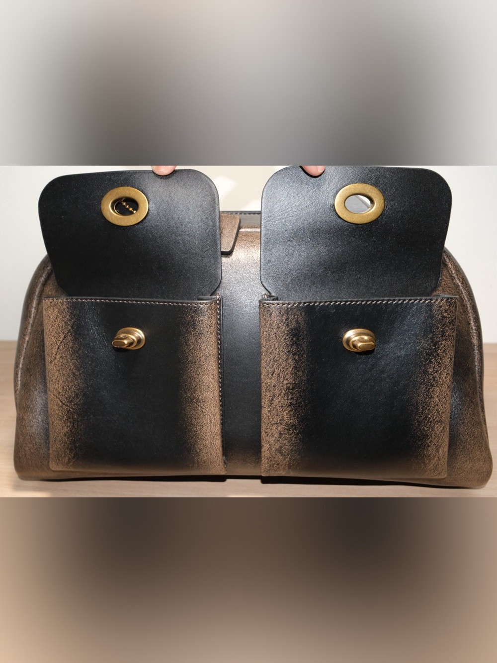 Coach Twin Turnlock Bag In Loved Leather - Picture 10 of 15
